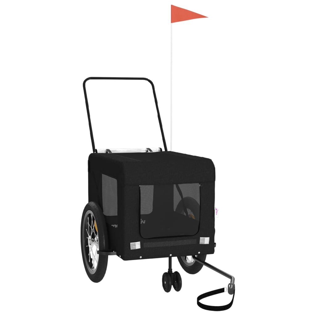 Hondenfietstrailer oxford stof en ijzer zwart
