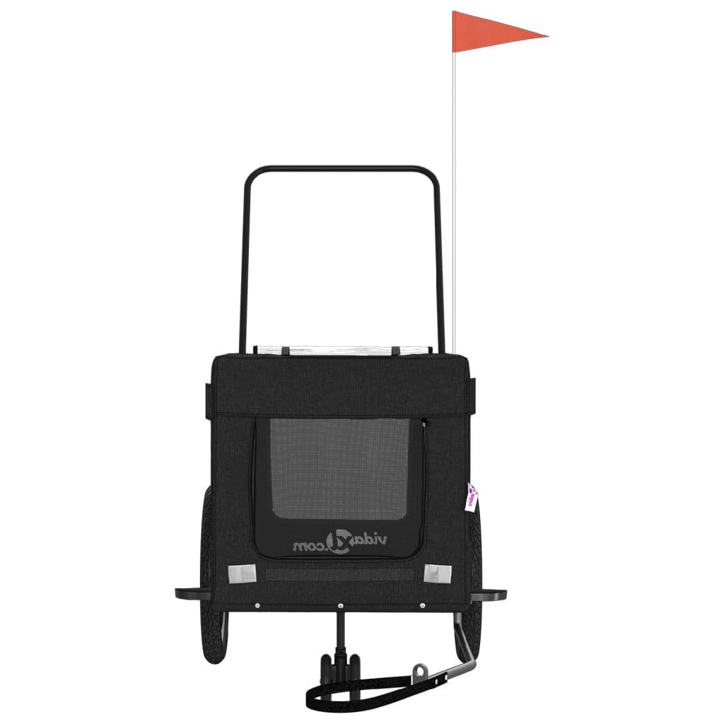 Hondenfietstrailer oxford stof en ijzer zwart