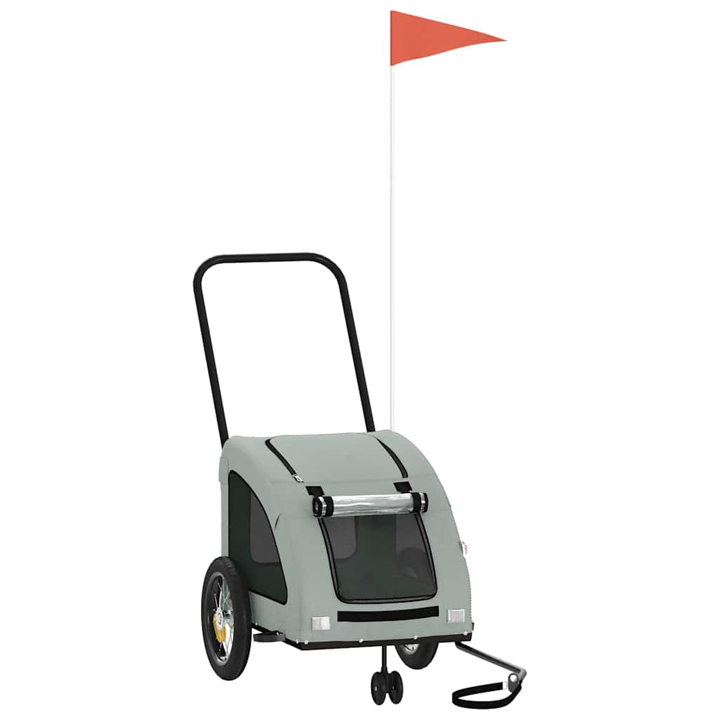 Hondenfietstrailer oxford stof en ijzer grijs