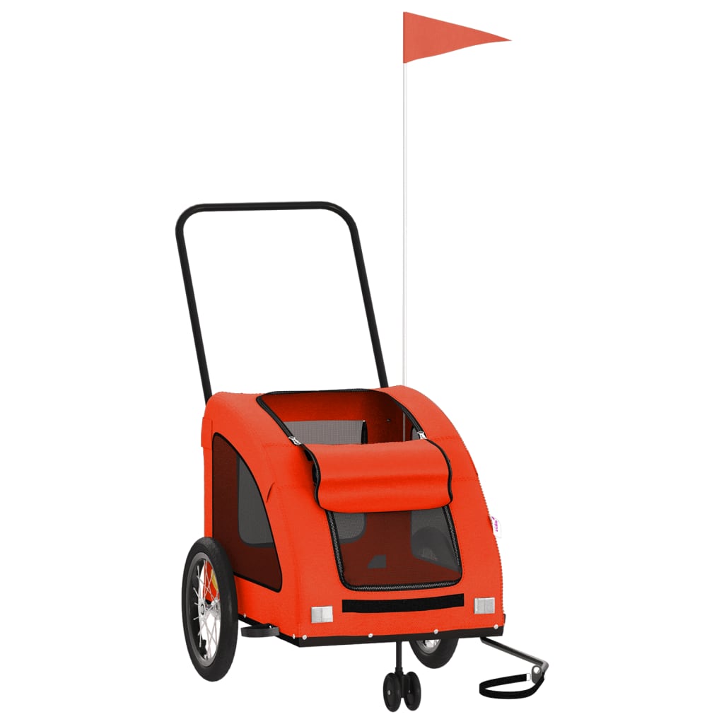 Hondenfietstrailer oxford stof en ijzer oranje