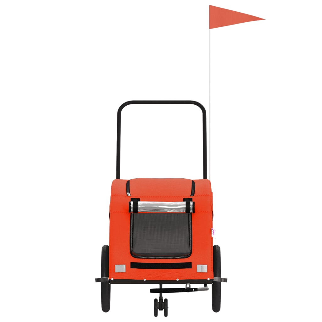 Hondenfietstrailer oxford stof en ijzer oranje