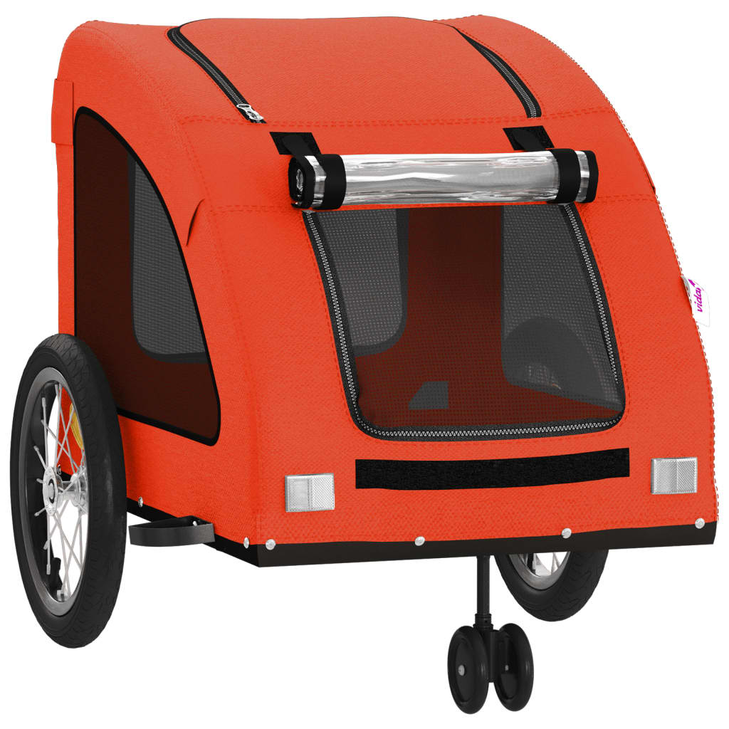 Hondenfietstrailer oxford stof en ijzer oranje