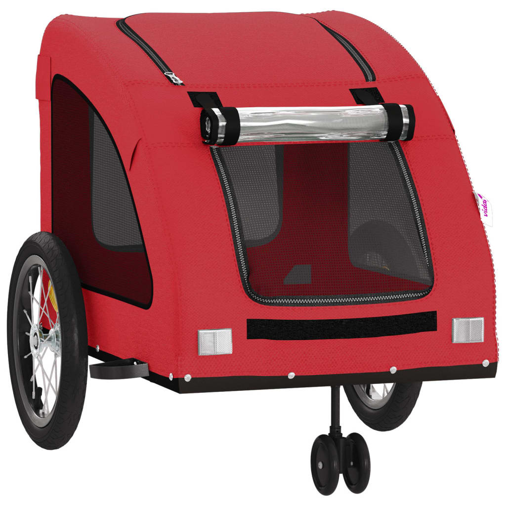 Hondenfietstrailer oxford stof en ijzer rood