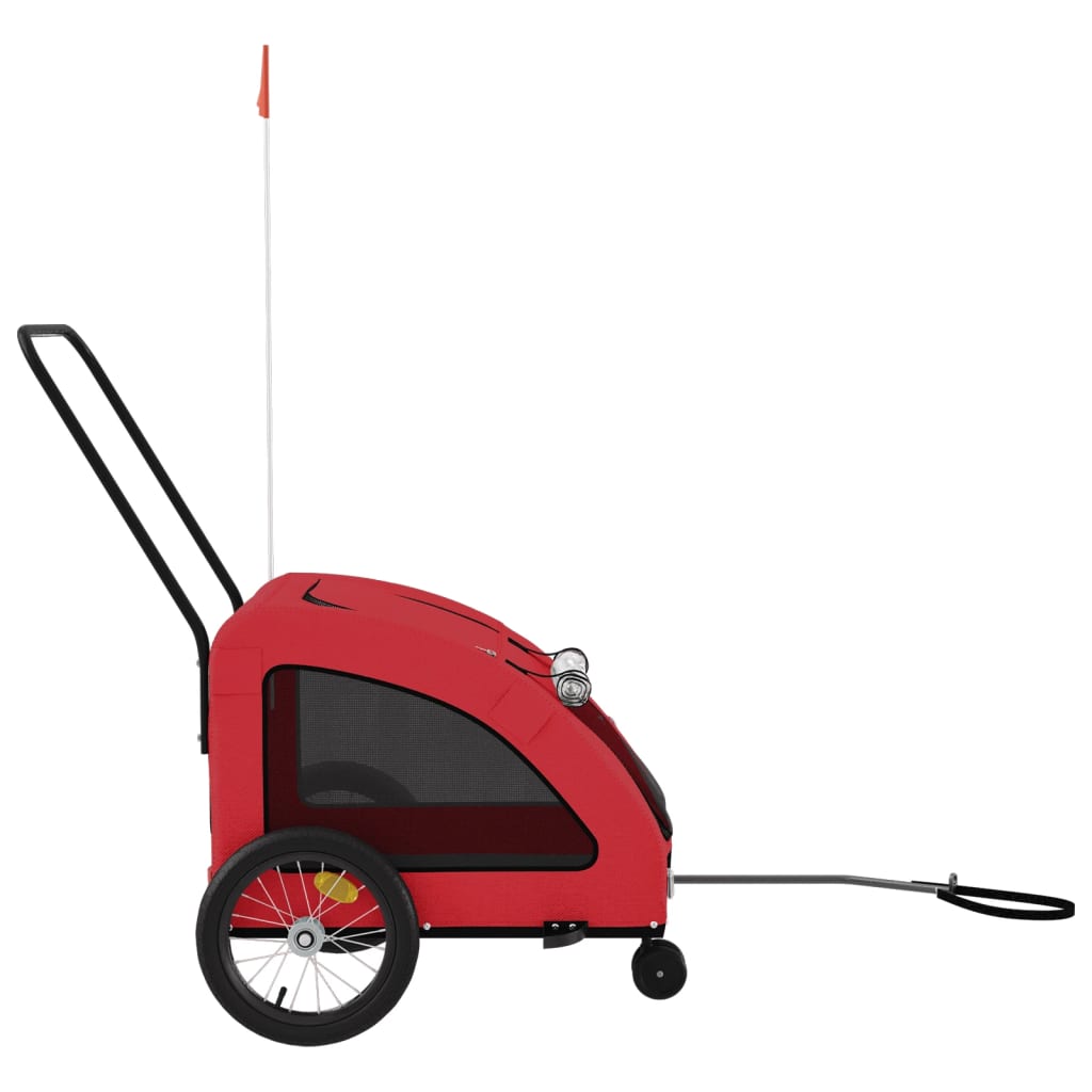 Hondenfietstrailer oxford stof en ijzer rood