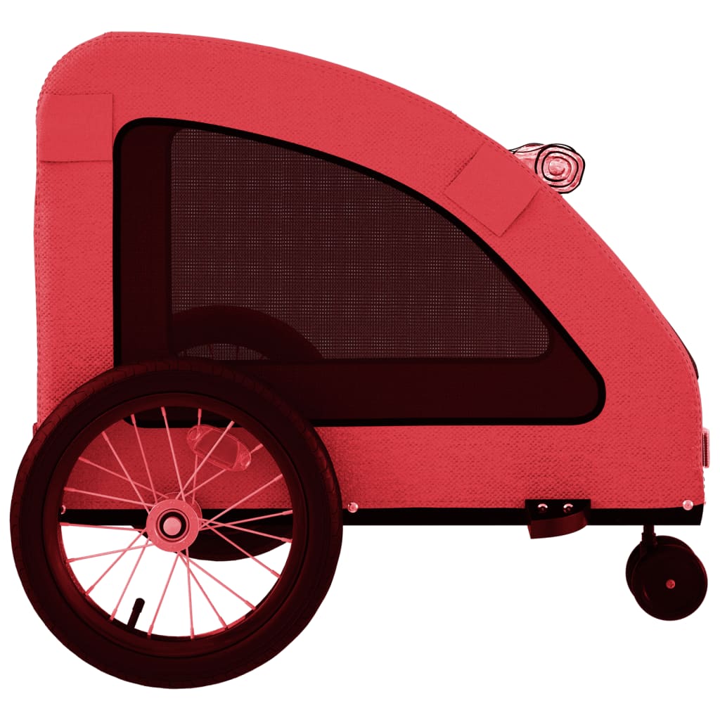 Hondenfietstrailer oxford stof en ijzer rood
