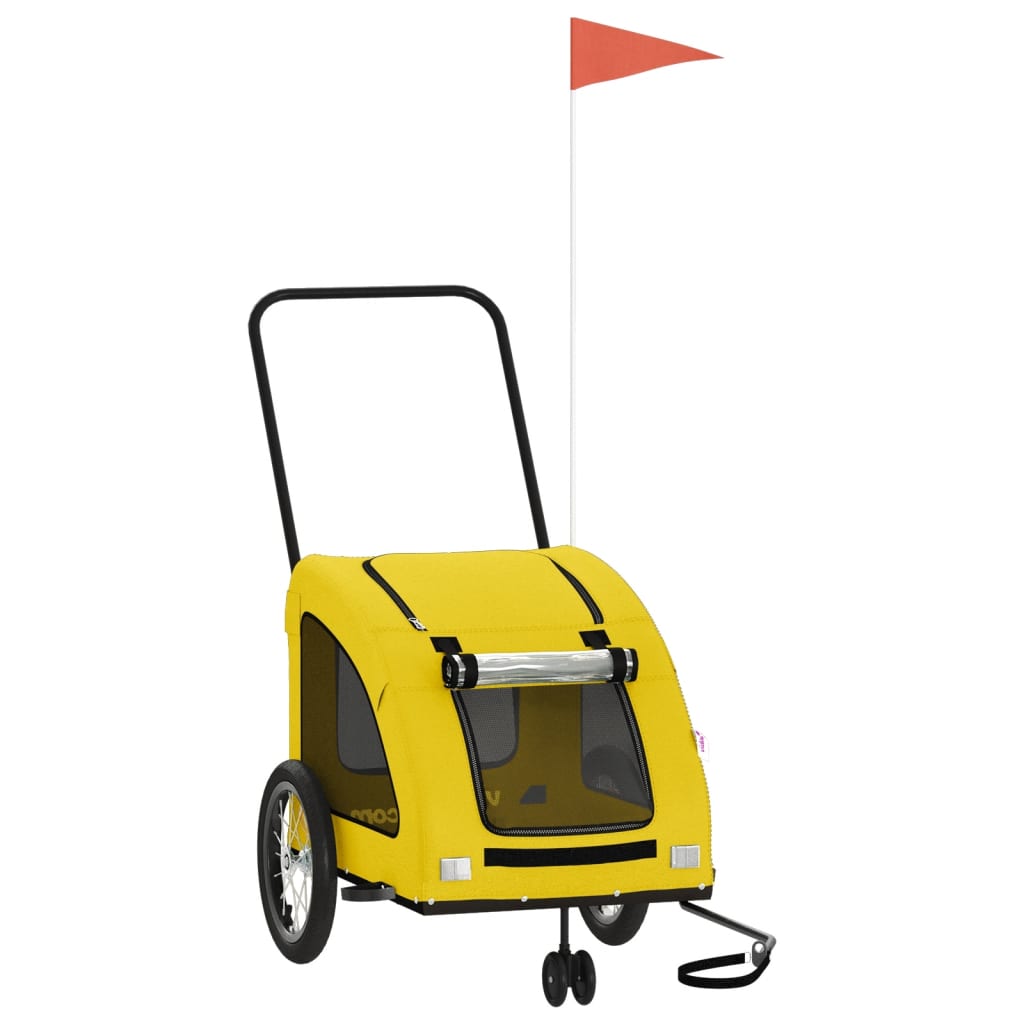 Hondenfietstrailer oxford stof en ijzer geel