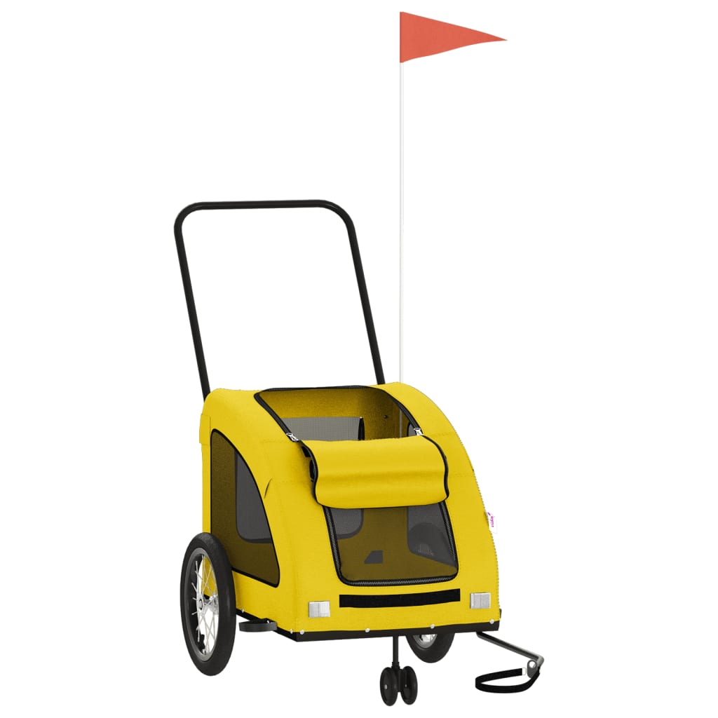Hondenfietstrailer oxford stof en ijzer geel