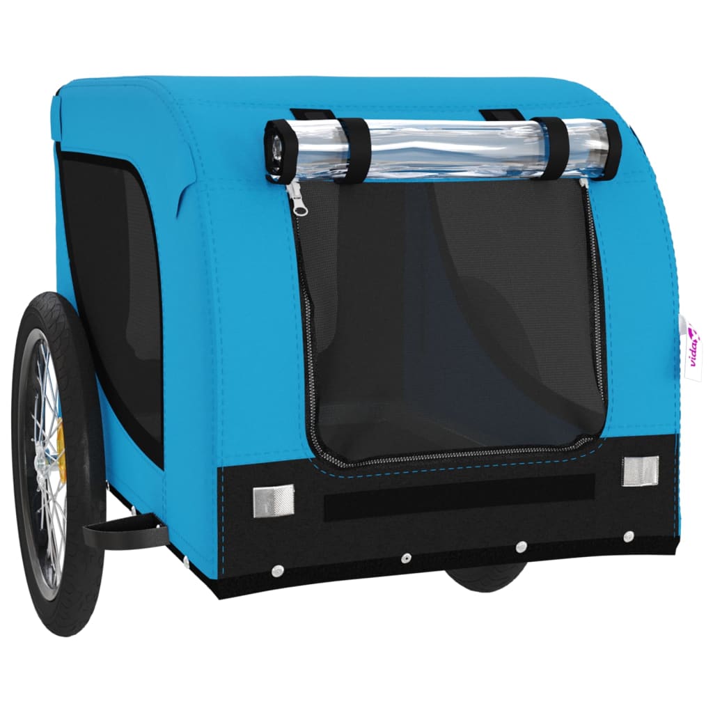 Hondenfietstrailer oxford stof en ijzer blauw en zwart
