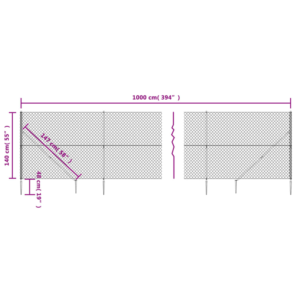 Gaashek Met Grondankers ,4X0 M Kleurig 1.4 x 10 m Zilver