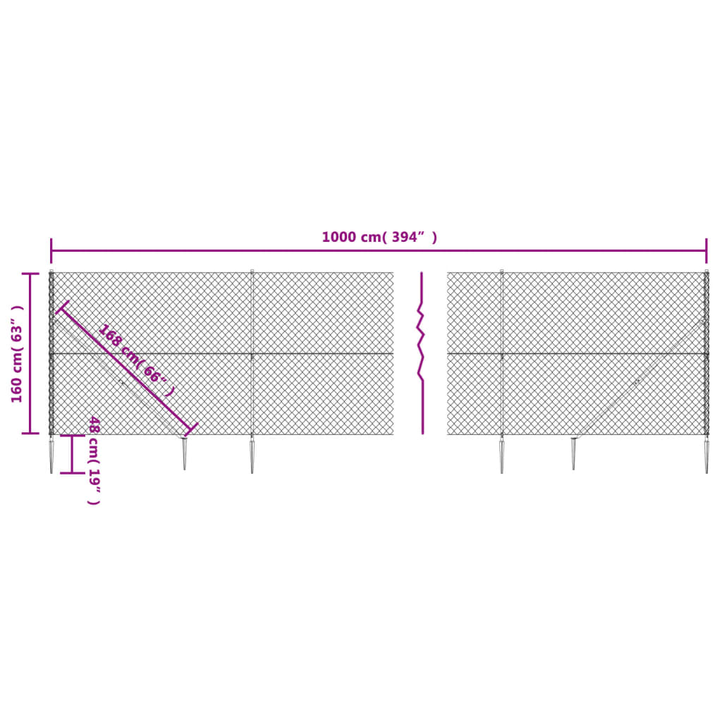 Gaashek Met Grondankers ,6X0 M Kleurig 1.6 x 10 m Zilver