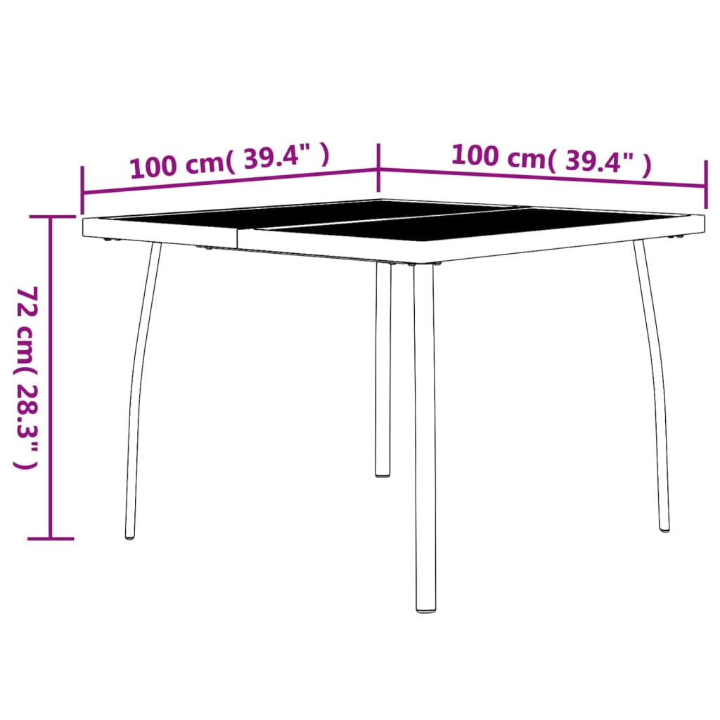 Tuintafel Staalgaas Antracietkleurig 100 x 100 x 72 cm