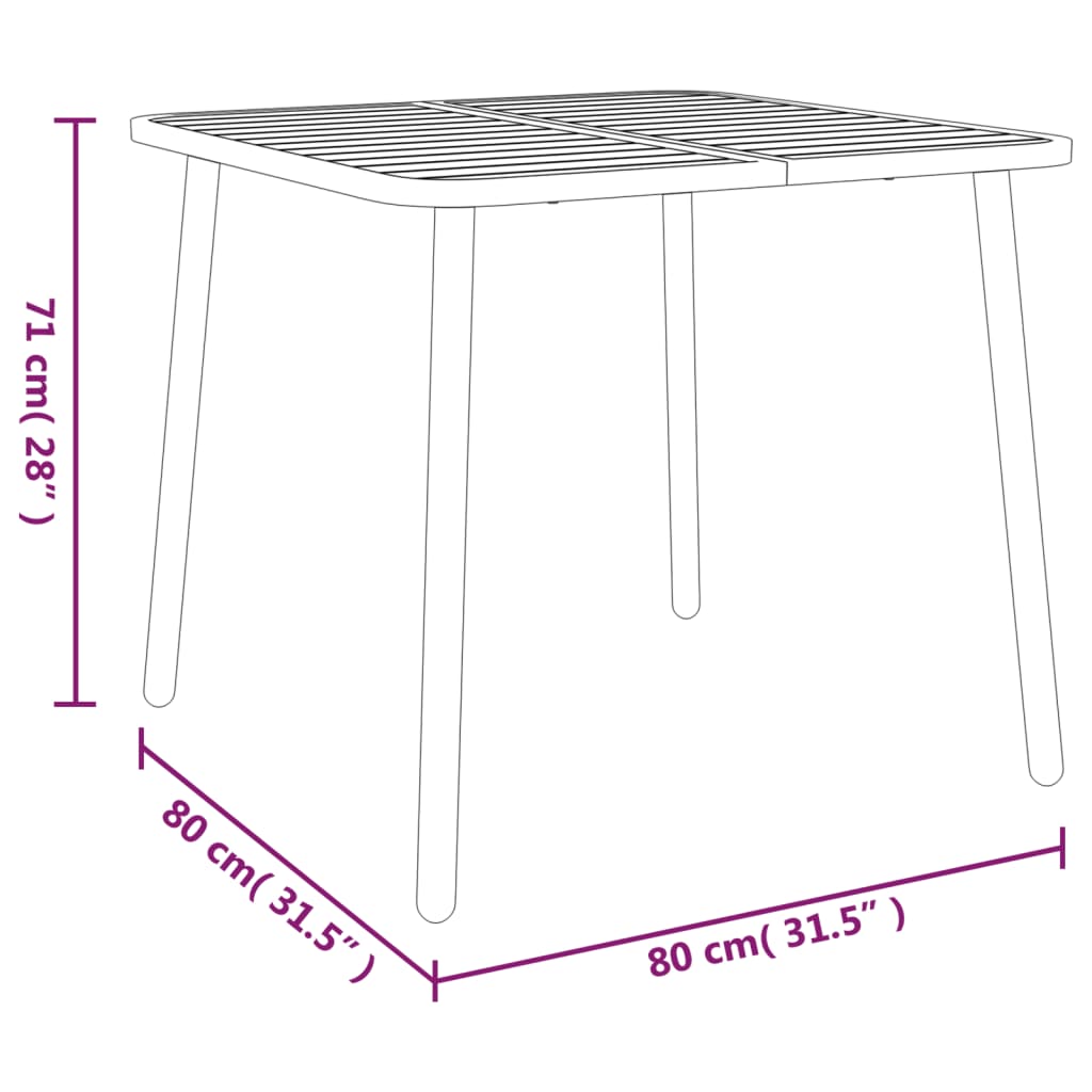 Tuintafel 80X80X71 Cm Staal Antracietkleurig 80 x 80 x 71 cm