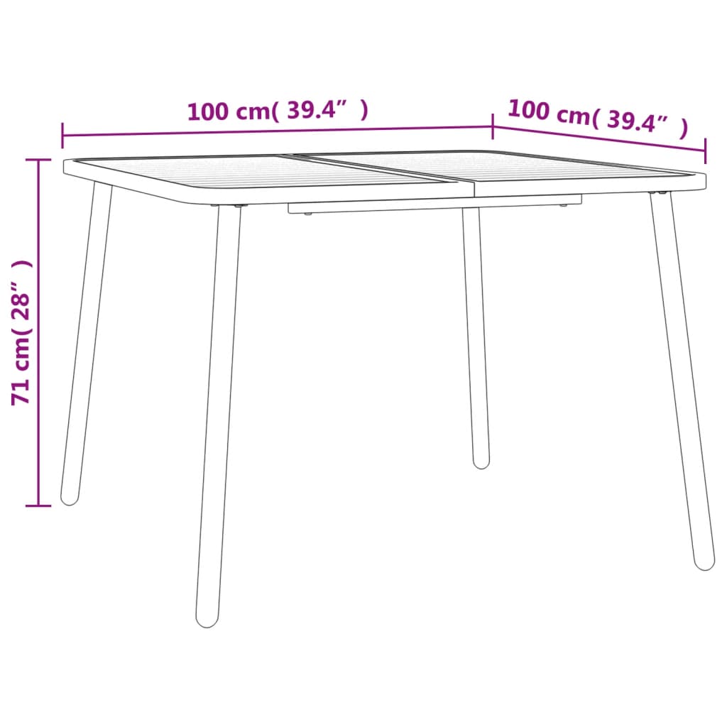 Tuintafel 100X100X71 Cm Staal Antracietkleurig 100 x 100 x 71 cm