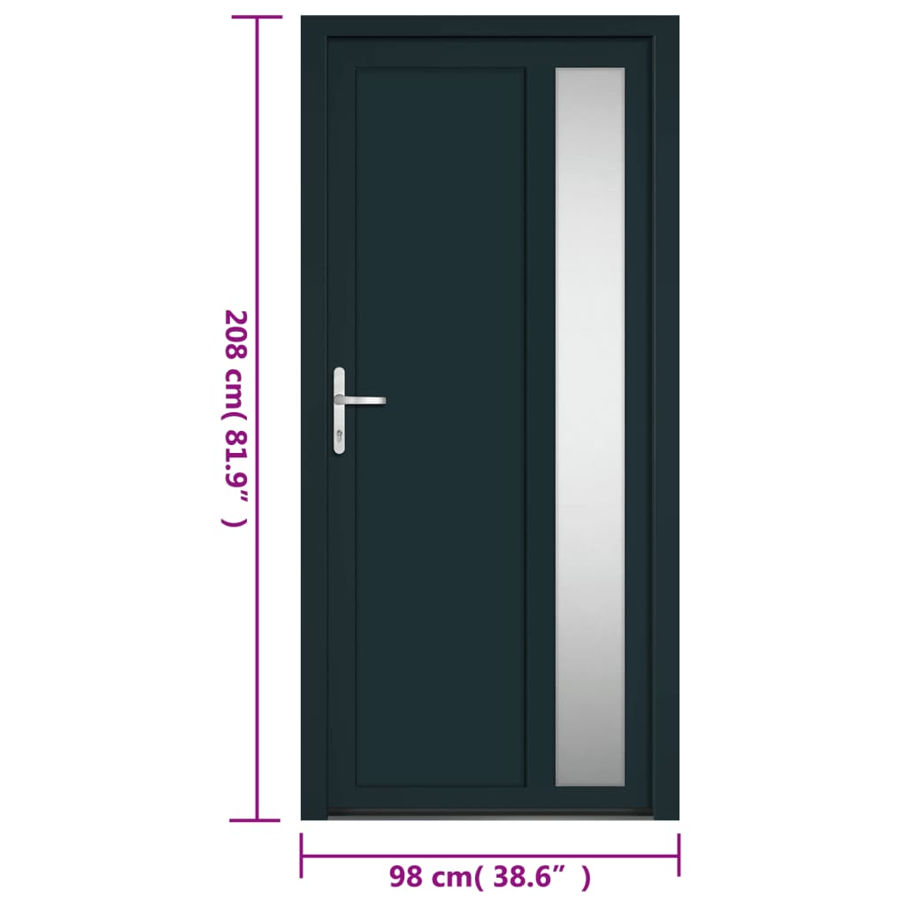 Voordeur 98x208 cm PVC antracietkleurig