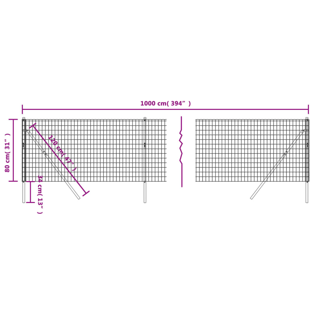 Draadgaashek 0,8X0 M Gegalvaniseerd Staal Kleurig 0.8 x 10 m Antraciet