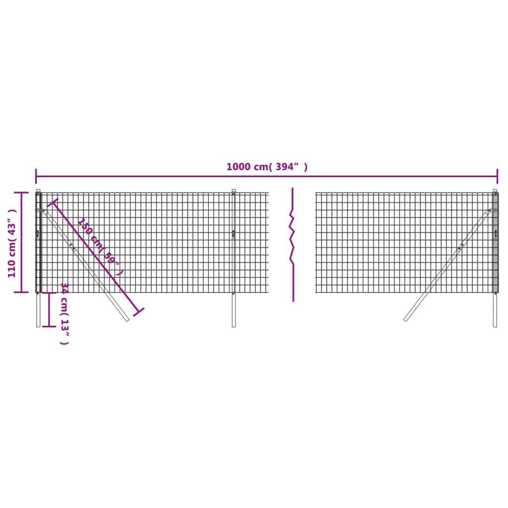 Draadgaashek ,X0 M Gegalvaniseerd Staal Kleurig 1.1 x 10 m Antraciet