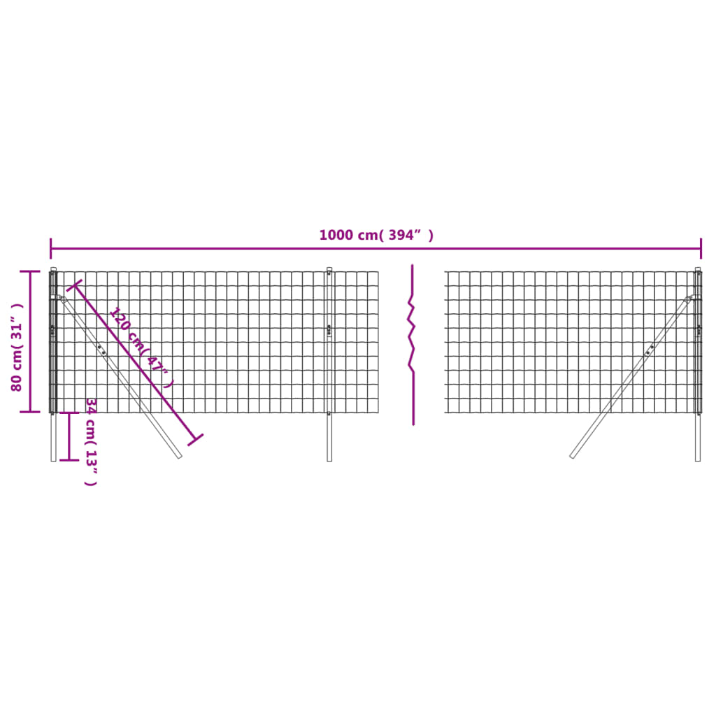 Draadgaashek 0,8X0 M Gegalvaniseerd Staal Kleurig 0.8 x 10 m Antraciet