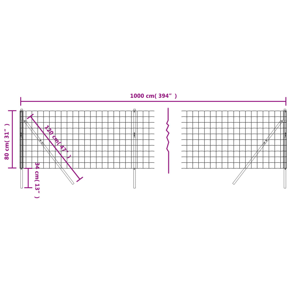 Draadgaashek 0,8X0 M Gegalvaniseerd Staal Kleurig 0.8 x 10 m Antraciet