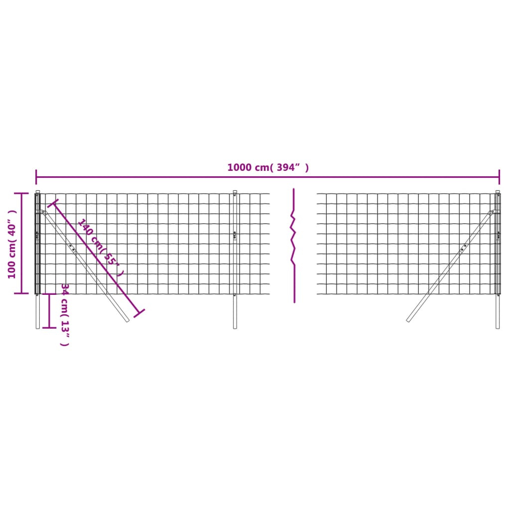 Draadgaashek Gegalvaniseerd Staal Kleurig 1 x 10 m Antraciet