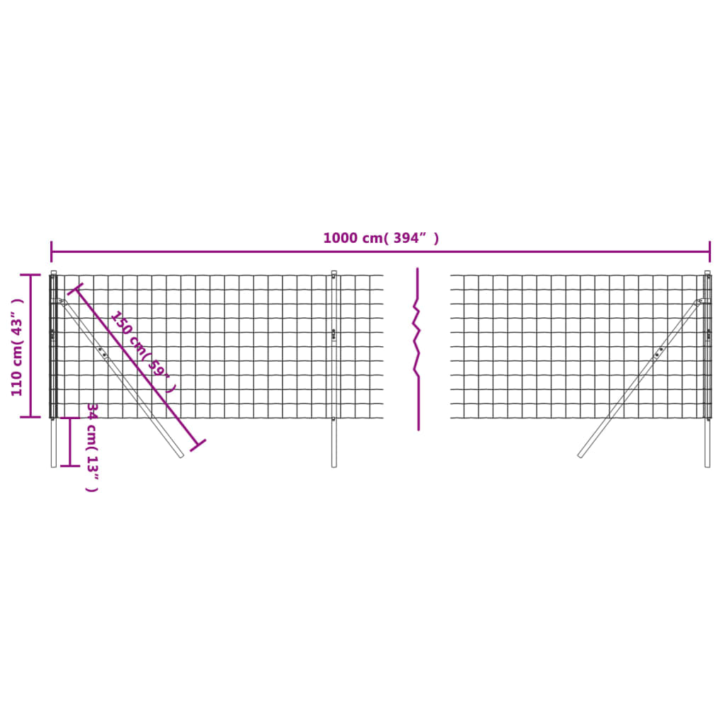 Draadgaashek ,X0 M Gegalvaniseerd Staal Kleurig 1.1 x 10 m Antraciet