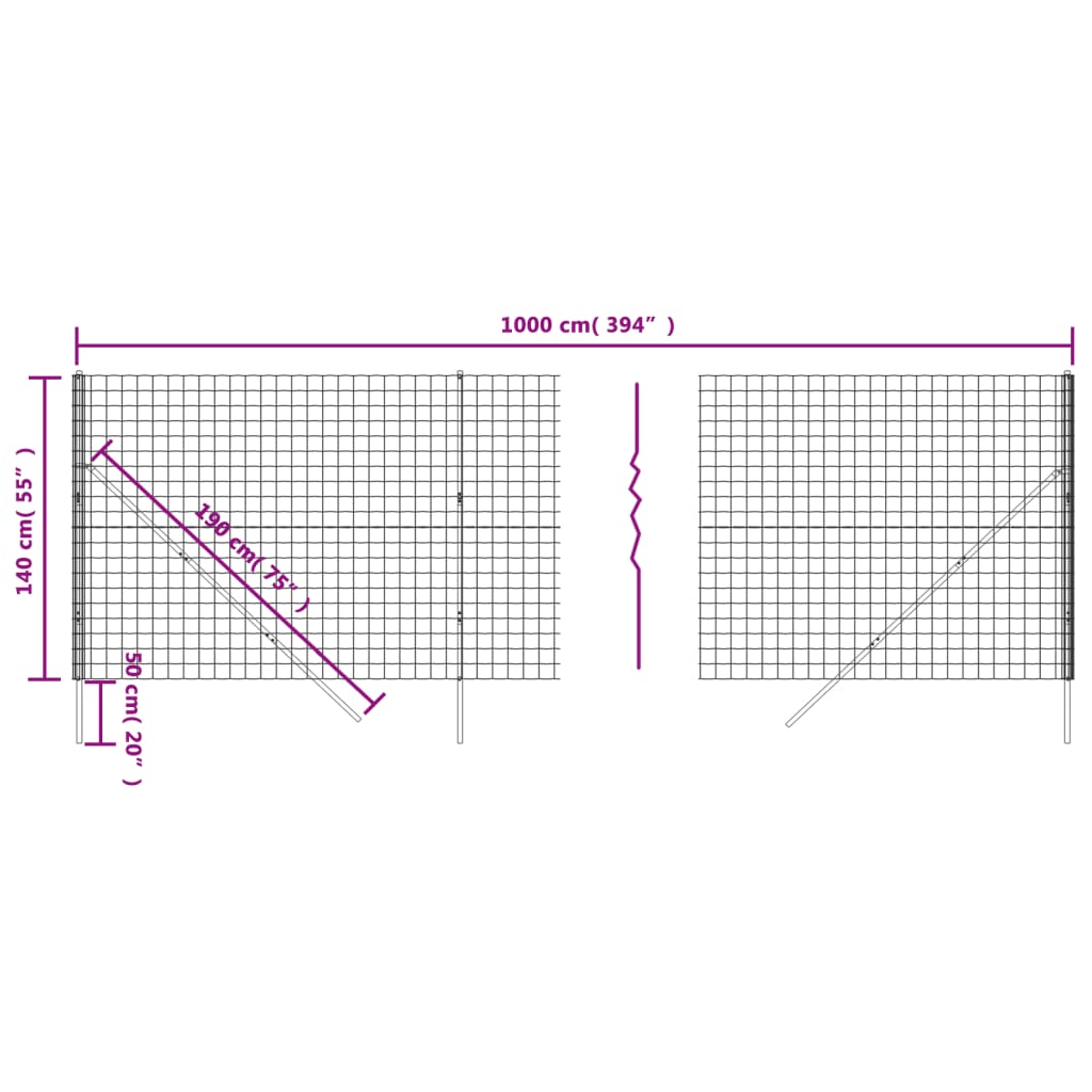 Draadgaashek ,4X0 M Gegalvaniseerd Staal Kleurig 1.4 x 10 m Antraciet