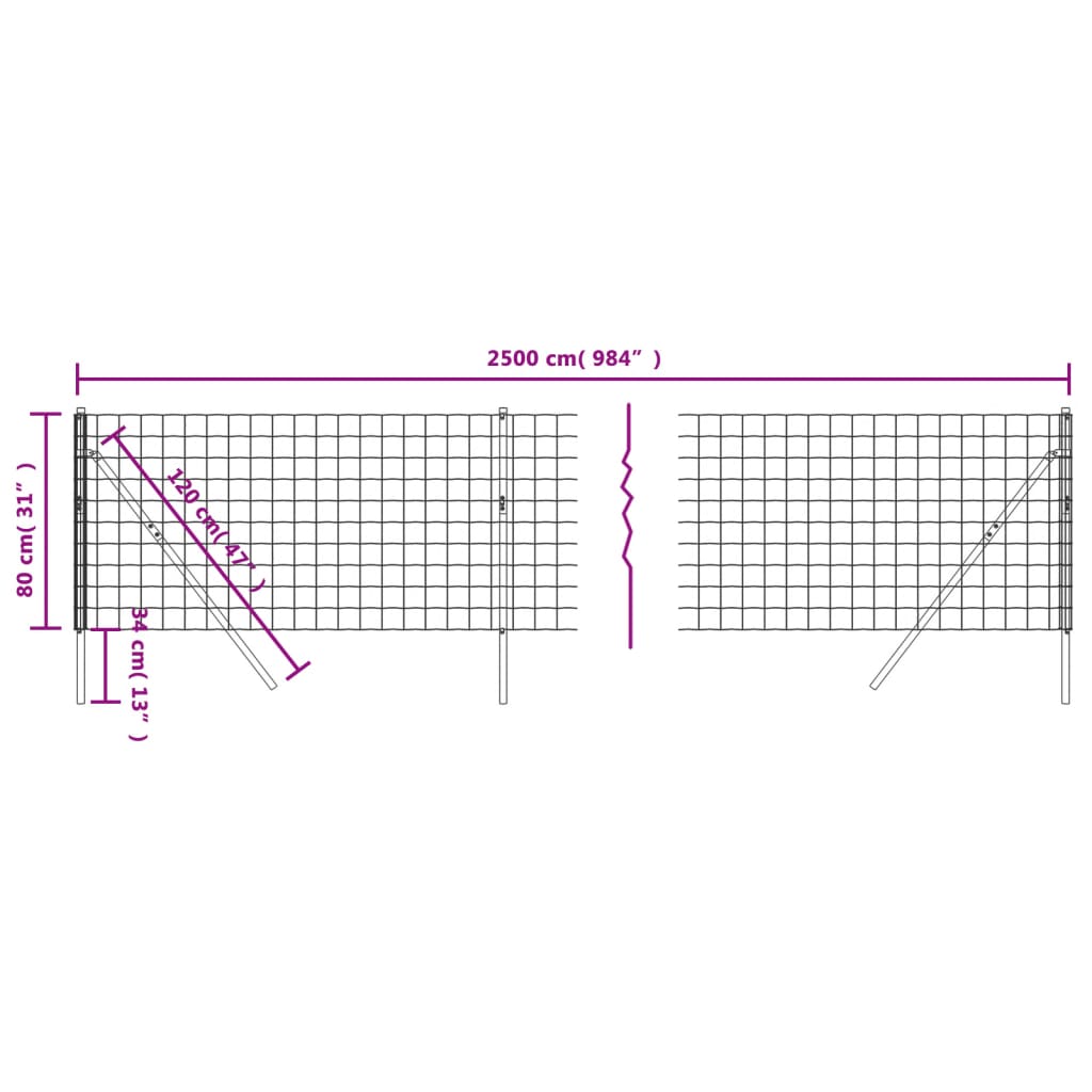 Draadgaashek 0,8X25 M Gegalvaniseerd Staal Kleur 0.8 x 25 m Antraciet