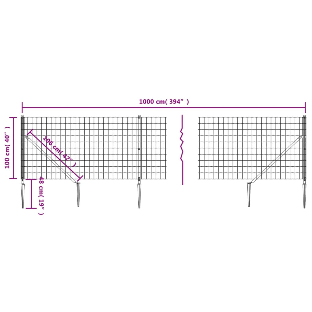 Draadgaashek Met Grondankers Kleurig 1 x 10 m Antraciet