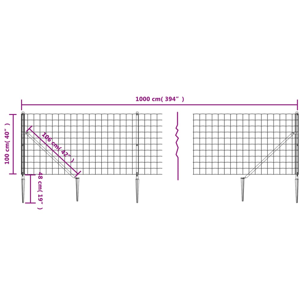 Draadgaashek Met Grondankers Kleurig 1 x 10 m Antraciet