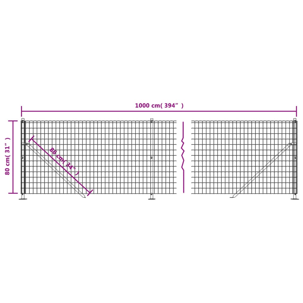 Draadgaashek Met Flens 0,8X0 M Kleurig Antraciet 0.8 x 10 m