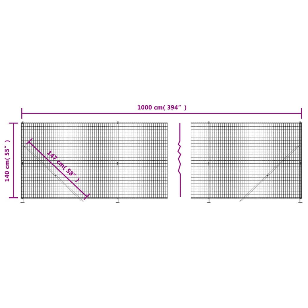 Draadgaashek Met Flens ,4X0 M Kleurig 1.4 x 10 m Antraciet