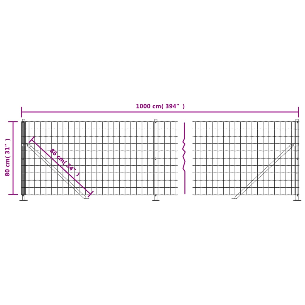 Draadgaashek Met Flens 0,8X0 M Kleurig Antraciet 0.8 x 10 m