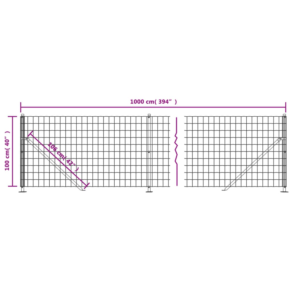 Draadgaashek Met Flens Kleurig Antraciet 1 x 10 m