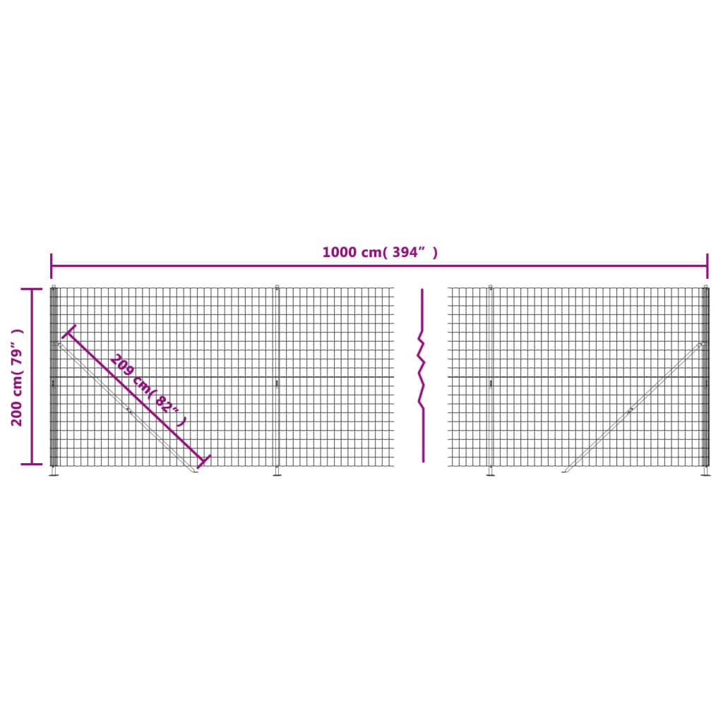 Draadgaashek Met Flens Kleurig Antraciet 2 x 10 m