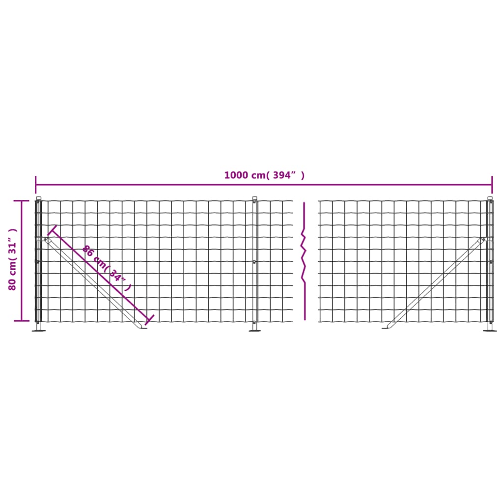 Draadgaashek Met Flens 0,8X0 M Kleurig Antraciet 0.8 x 10 m