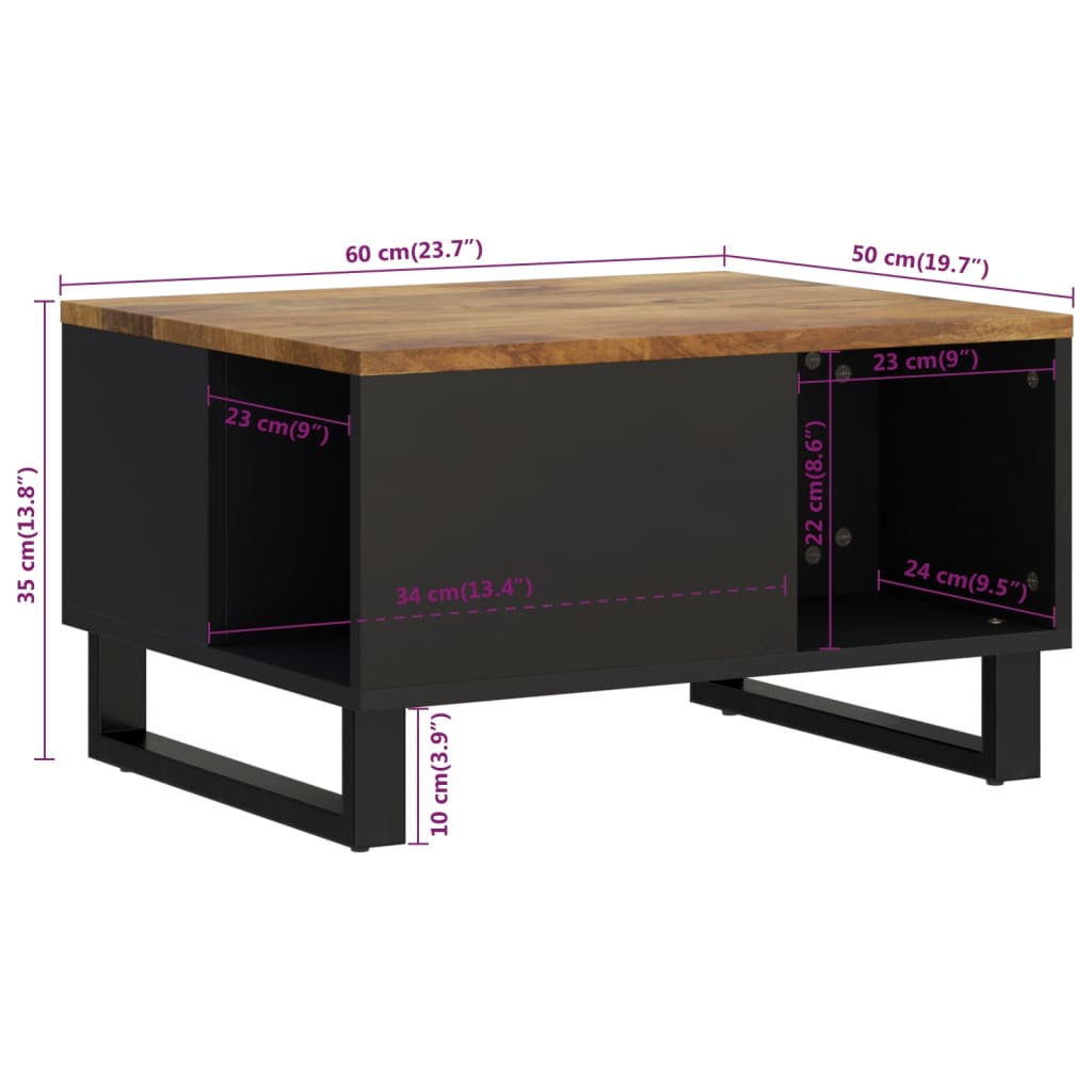 Salontafel 60X50X35 Cm Massief Mangohout Honingbruin