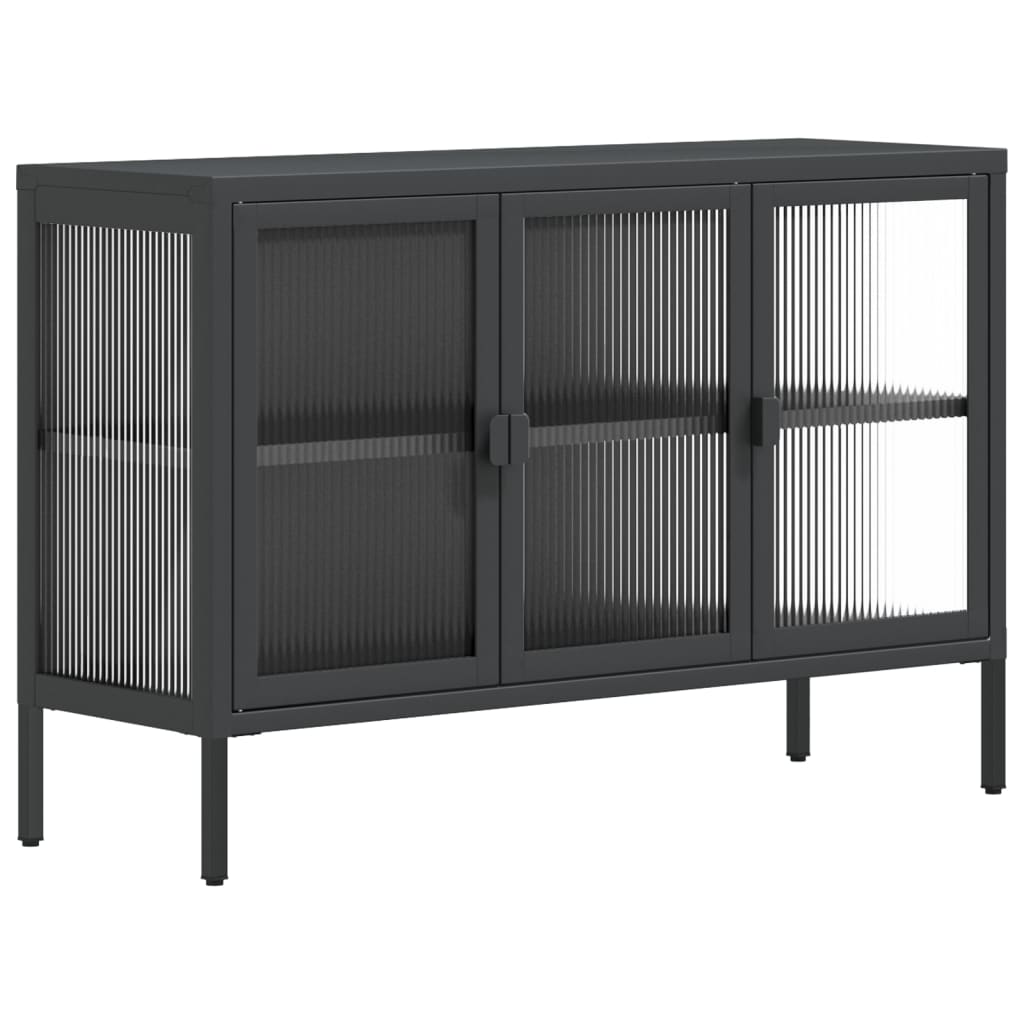 Dressoir 105X35X70 Cm Glas En Staal Zwart