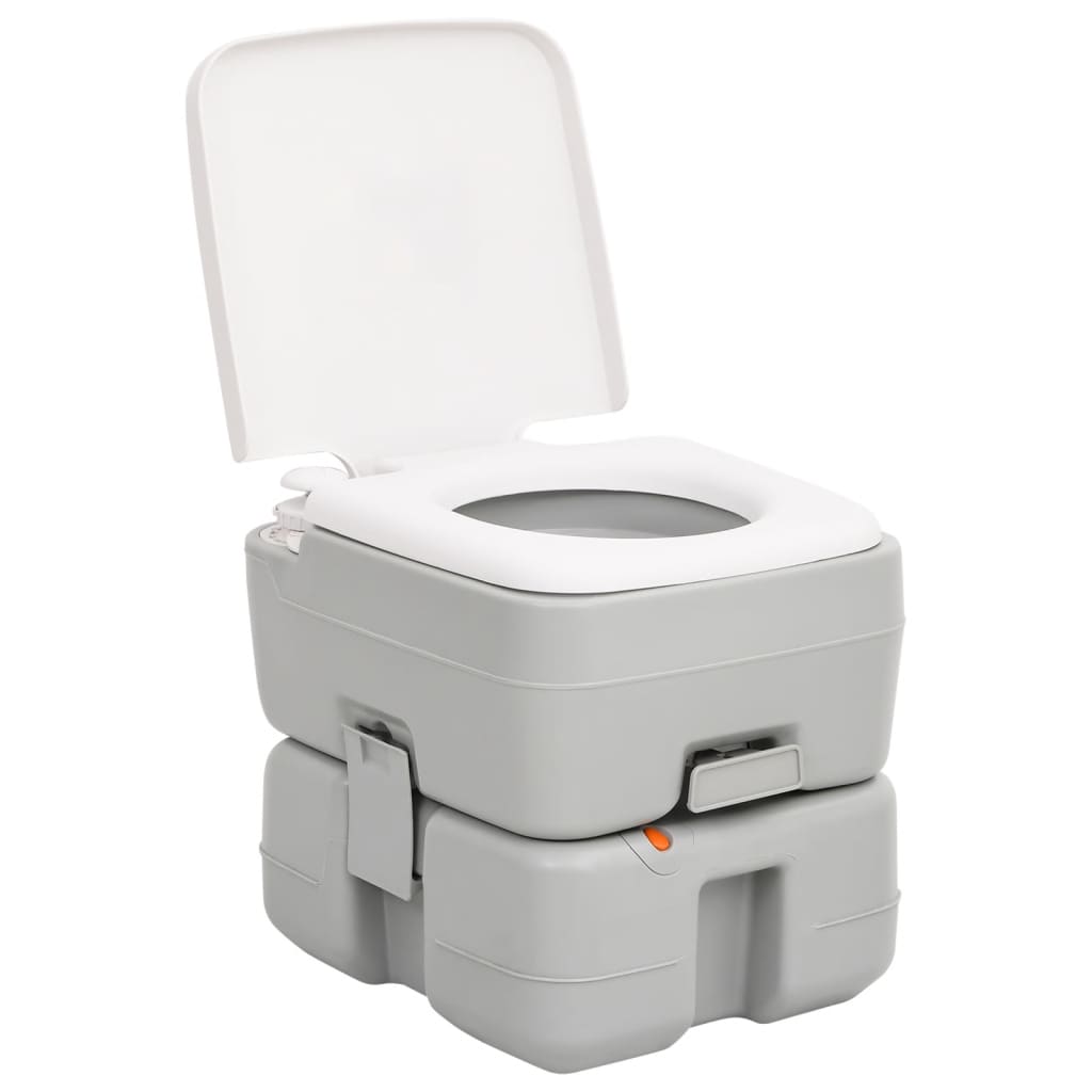 Campingtoilet draagbaar 15+10 L HDPE grijs en wit