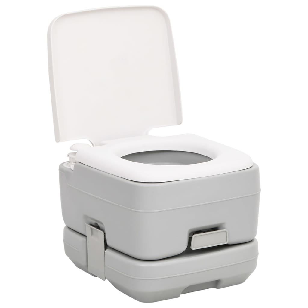 Campingtoilet draagbaar 10+10 L HDPE grijs en wit