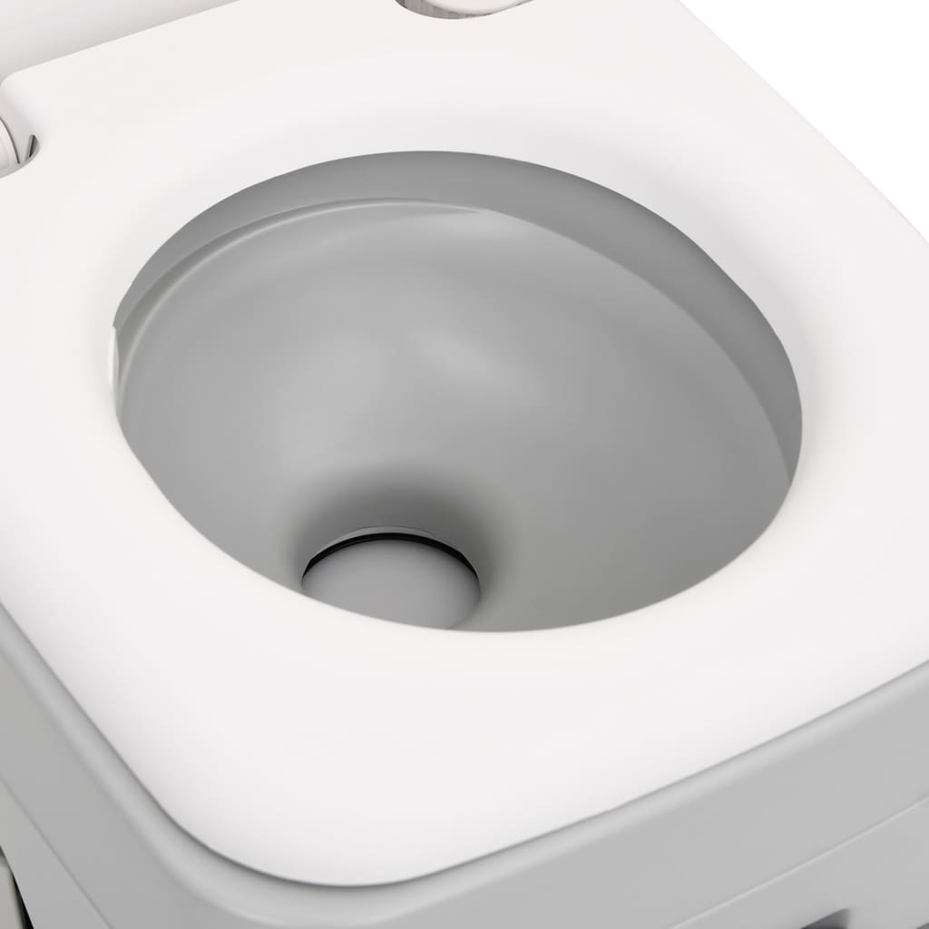 Campingtoilet draagbaar 10+10 L HDPE grijs en wit