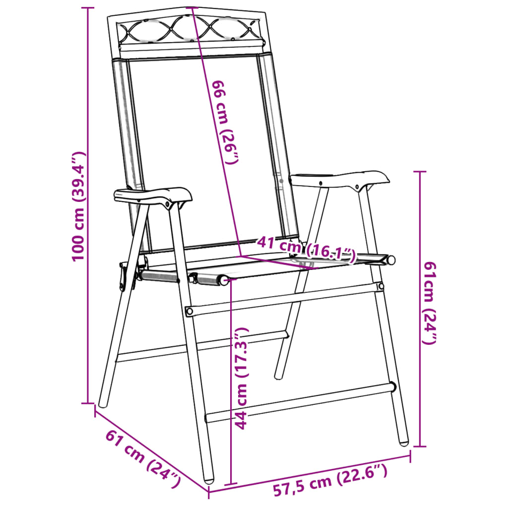 Tuinstoelen 4 st inklapbaar staal en textileen gemêleerd grijs