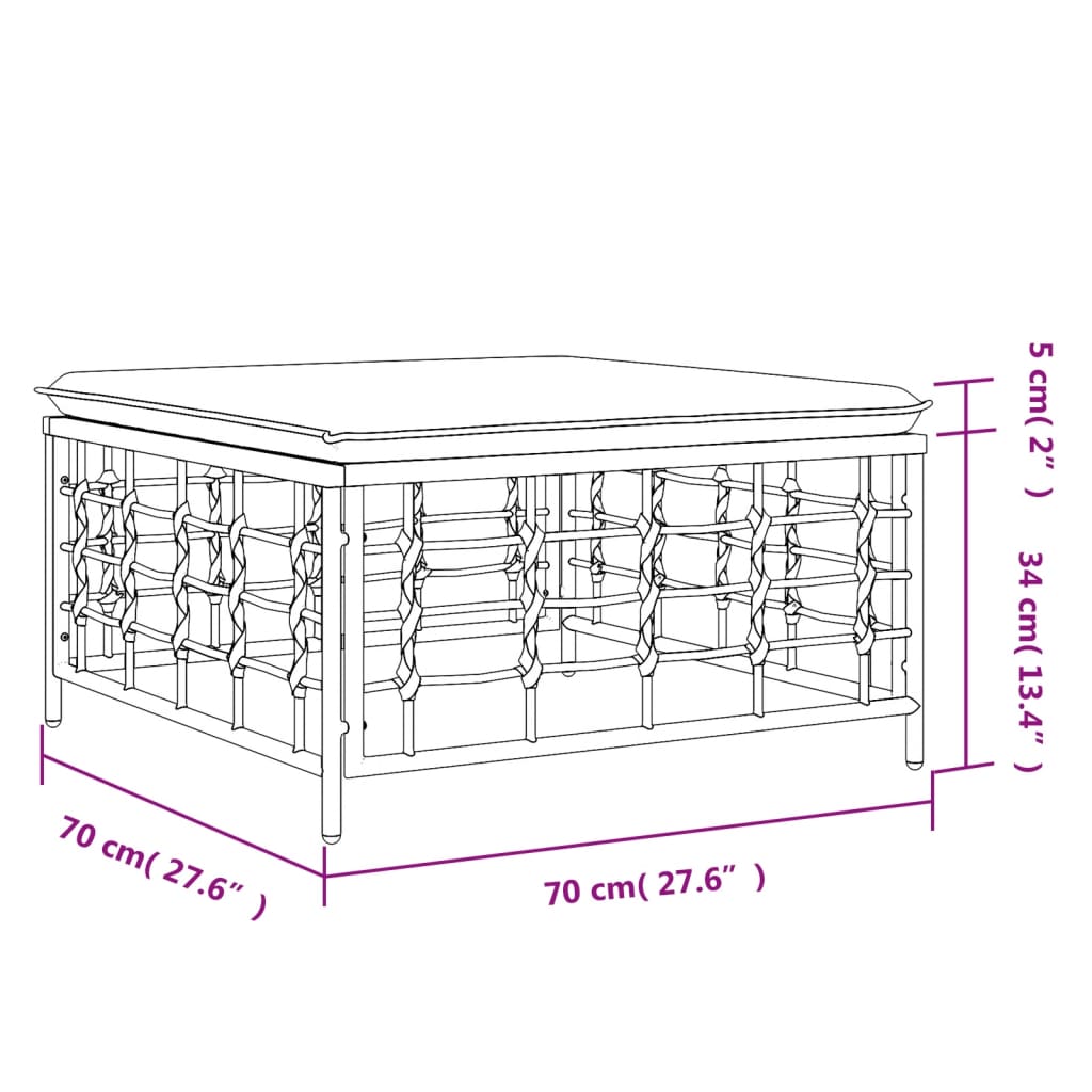 Tuinvoetenbank Met Kussen Poly Rattan Beige Voetensteun