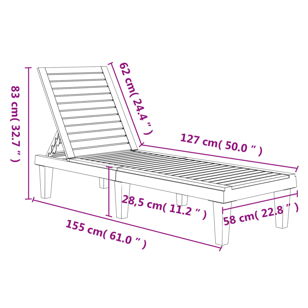 Ligbed 55X58X83 Cm Polypropeen 1 Zwart