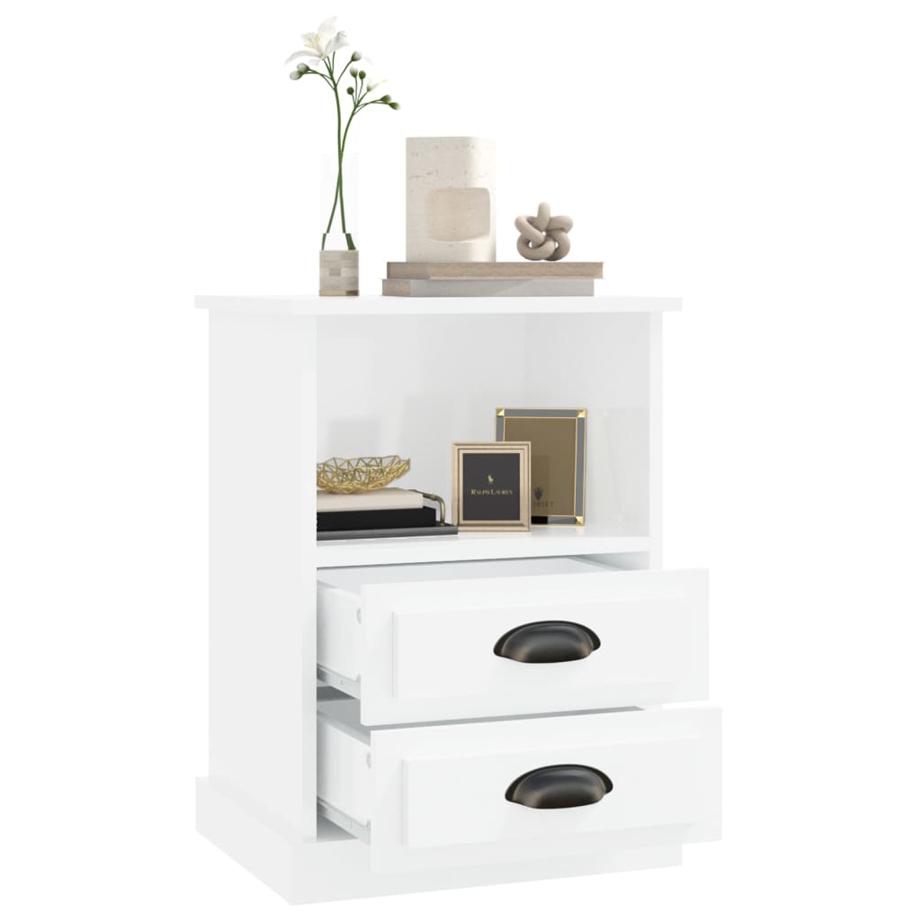 Nachtkastjes 2 st 43x36x60 cm hoogglans wit