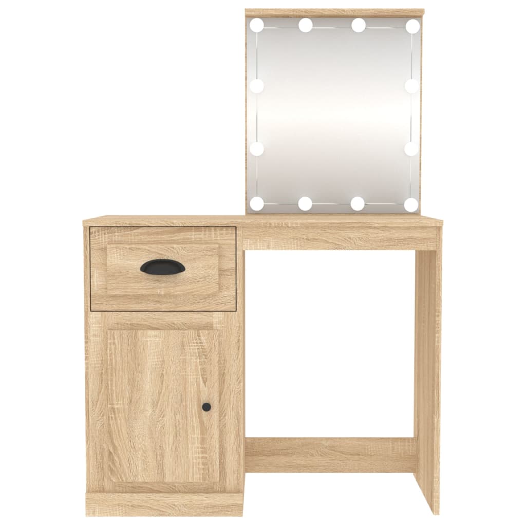 Kaptafel Met Led 90X50X132,5 Cm Bewerkt Hout Sonoma Eikenkleur