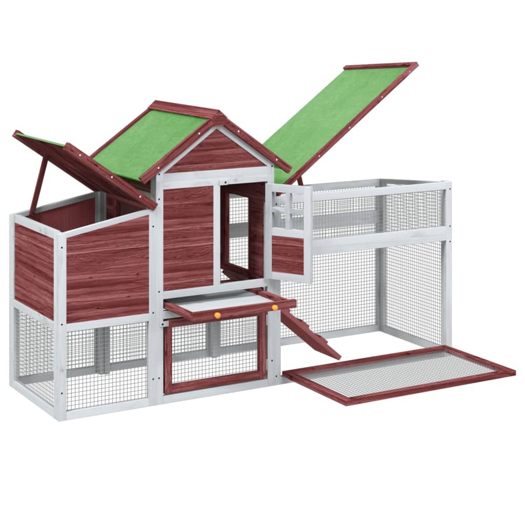 Kippenhok 186,5x58,5x113 cm massief grenenhout mokkakleurig