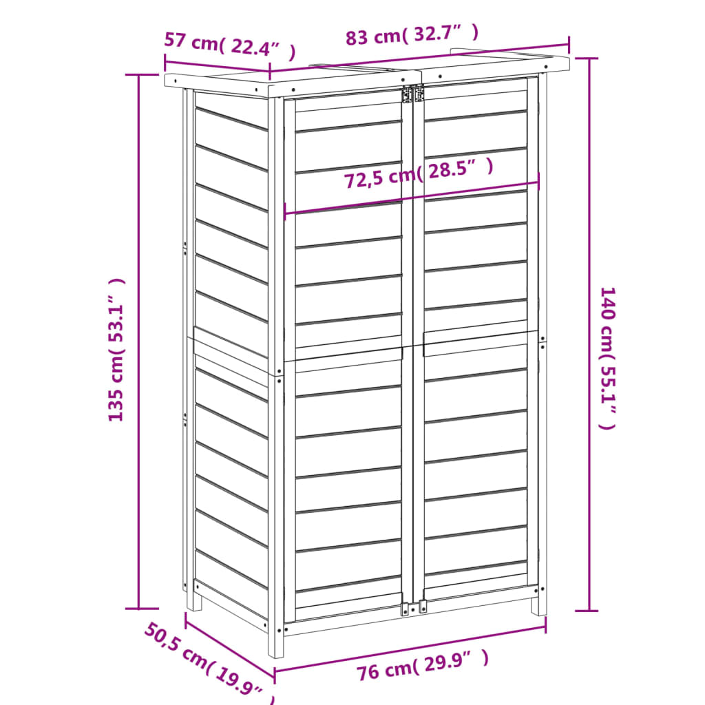 Tuinschuur 83x57x140 cm massief grenenhout bruin