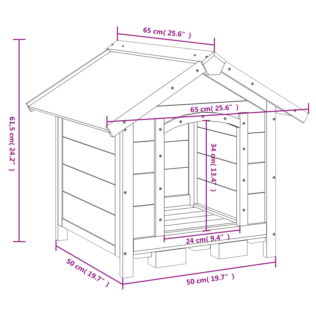 Hondenhok 65X65X61,5 Cm Massief Grenenhout Mokkakleurig