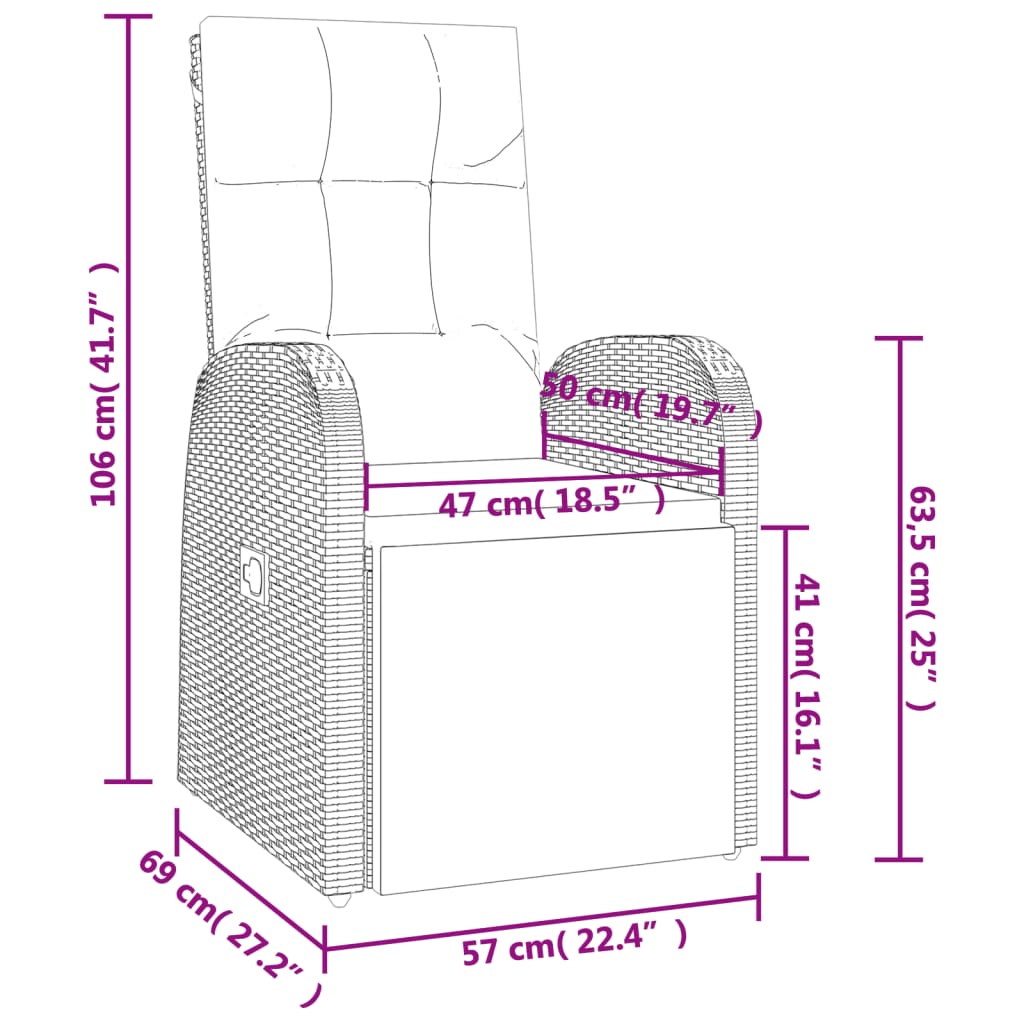 9-delige Tuinset poly rattan zwart