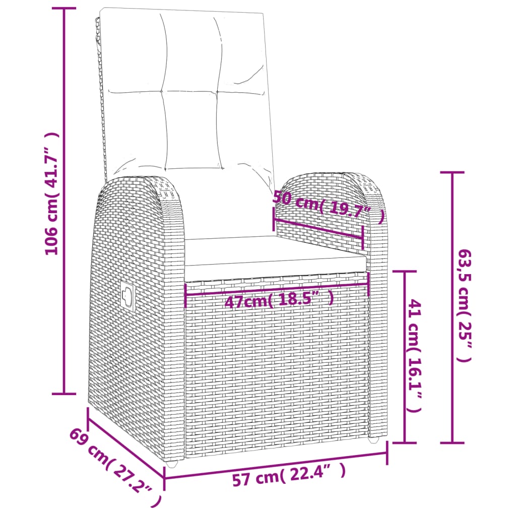 9-delige Tuinset poly rattan zwart