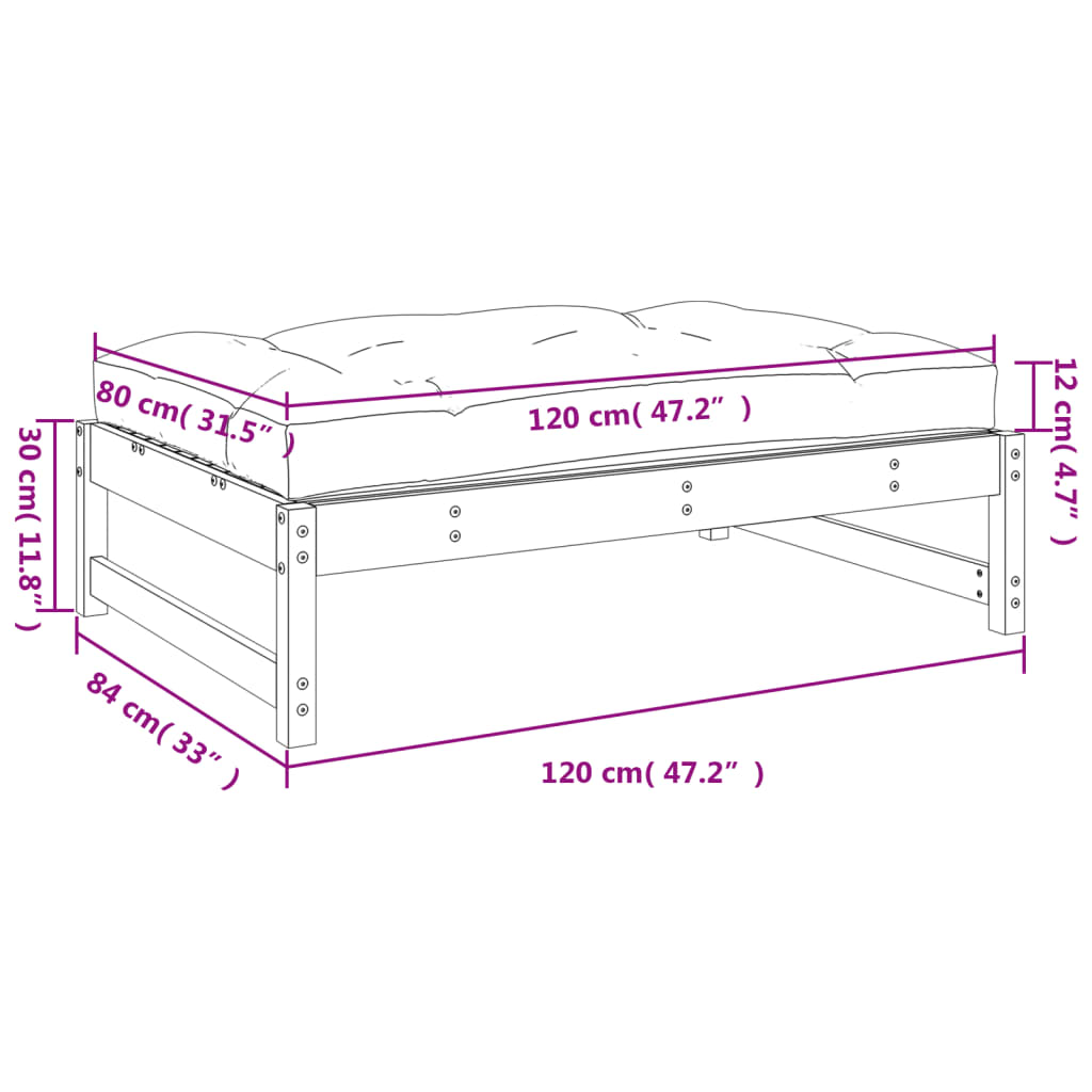 Tuinvoetenbank 20X80 Cm Massief Grenenhout Honingbruin Honingbruin grenenhout Voetensteun